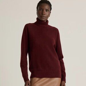 Quince Mongolian Cashmere Turtleneck Sweater- Burgundy